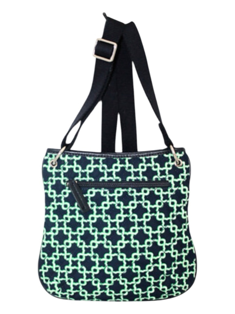TALBOTS Navy Green Quilted Bag Fabric Crossbody Hipster zipper Outside Pocket